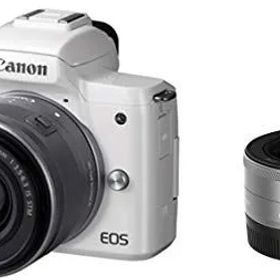 【中古】「非常に良い（無料延長保証）」Canon ミラーレス一眼カメラ EOS Kiss M ダブルレンズキット ホワイト EOSKISSMWH-WLK