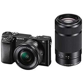 【中古】 ソニー ミラーレス一眼 α6000 ダブルズームレンズキット E PZ 16-50mm F3.5-5.6 OSS + E 55-210mm F4.5-6.3 OSS ブラック ILCE-6000Y B