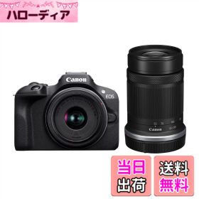 【送料無料】Canon ミラーレス一眼カメラ EOS R100 ダブルズームキット(RF-S18-45+RF-S55-210) ブラック/APS-C/約356g EOSR100-WZK