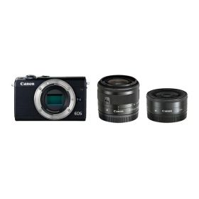 【中古】【1年保証】【美品】Canon EOS M100 ダブルレンズキット 15-45mm IS STM + 22mm F2 STM ブラック