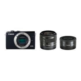 中古 １年保証 美品 Canon EOS M100 ダブルレンズキット 15-45mm IS STM + 22mm F2 STM ブラック
