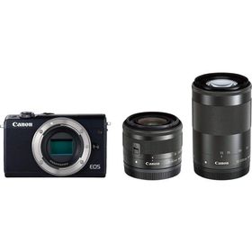 キヤノン Canon EOS M100 EF-M 15-45mm 55-200mm ダブルレンズキット ブラック ミラーレス一眼 カメラ 中古