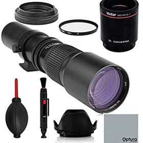 【中古-非常に良い】 ハイパワー 500mm/1000mm f/8 マニュアル望遠レンズ Nikon D7500 D500 D600 D610 D700 D750 D800 D810 D650 D3100 D3200 D3300 D3400 D5100 D520