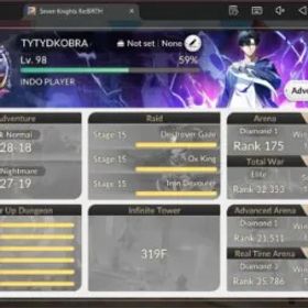 Seven Knights Re:BIRTH Global |5 EX7(Melia TC1,Juri TC1,Fai,Roise,Gelidus)|31 TC6(Clemyth,Teo,Lu Bu,Rangrid Etc)|47k Ruby|2 LegCost|Netmarble|7KR050B