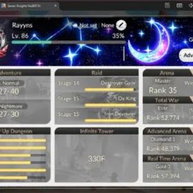 Seven Knights Re:BIRTH Global|Full EX7 (Fai,Melia,Juri,Rosie,Gelidus)|13 TC6 Dellons,Skuld,Kyle,Lu Bu, Etc|1 LegCost|46K Ruby|LogNetmarble|7KR027B