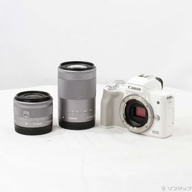 (中古)Canon EOS Kiss M ホワイト ダブルズームキット(262-ud)
