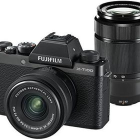 【中古】 富士フイルム FUJIFILM ミラーレス一眼カメラ X-T100ダブルズームレンズキット ブラック X-T100WZLK-B 当店保証30日間 人気 ミラーレス一眼 ミラーレス デジタルカメラ 中古