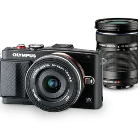 【中古】 OLYMPUS ミラーレス一眼 PEN Lite E-PL6 EZダブルズームキット ブラック E-PL6 EZ DZKIT BLK