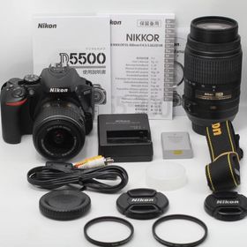 Nikon デジタル一眼レフカメラ D5500 ダブルズームキット ブラック 2416万画素 3.2型液晶 タッチパネルD5500WZBK