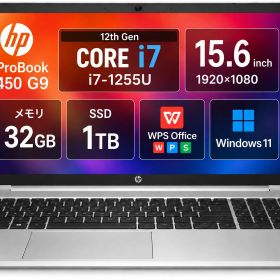 HP ProBook 450 G9 ノートパソコン 第12世代 Core i7-1255U メモリ32GB SSD 1TB 15.6型 FHD Windows11 Pro WPS Office Webカメラ