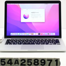 Apple MacBook Pro Retina 13インチ Early 2015 A1502 Core i5 5287U 2.9GHz/16GB/128GB/WQXGA(2560x1600)/macOS Montrrey 【中古】