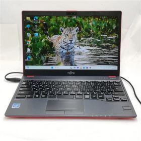 バッテリ良好 赤色 中古PC 富士通 U938/S Celeron SSD 即使