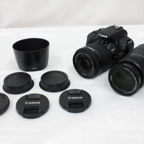 【返品保証】 【シャッター回数112回】キャノン Canon EOS Kiss X7 EF-S 18-55mm F3.5-5.6 IS STM 55-250mm F4-5.6 IS II デジタル一眼 e6253