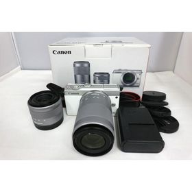 【動作確認済み】Canon EOS M100 ホワイト ダブルズームキット EF-M 15-45mm 55-200mm IS STM ミラーレス一眼 箱付 バッテリー付 S051