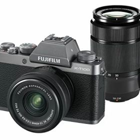 【中古】FUJIFILM ミラーレス一眼カメラ X-T100ダブルズームレンズキット ダークシルバー X-T100WZLK-DS